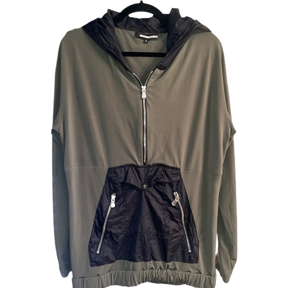 Anatomie Olive Green Black Lightweight Hoodie Jacket Size S